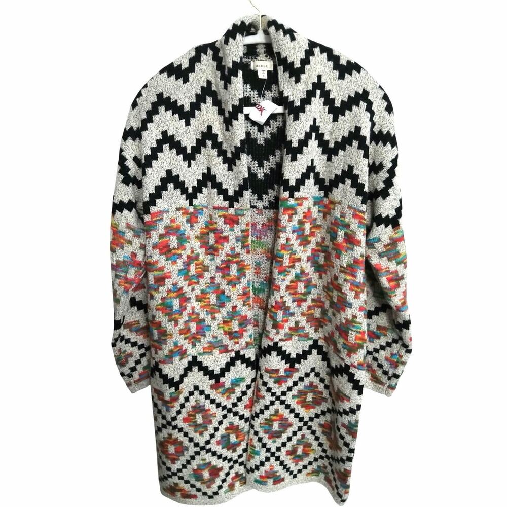 NWT Chunky knit chevron Aztec sweater cardigan sz S oversized Western  boho
